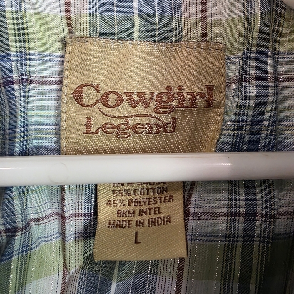 Cowgirl Legend Pearl Snap Buttom Down Long Sleeve Size Large - Picture 4 of 7